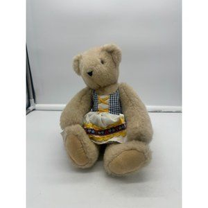 Vintage Vermont Teddy Bear Company Girl Jointed Teddy Plush in Gingham Dress